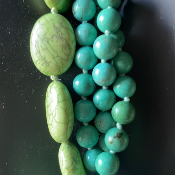 SIMON SEBAG STERLING AND 3 SHADES IF TURQUOISE STATEMENT NECKLACE - Picture 3 of 6
